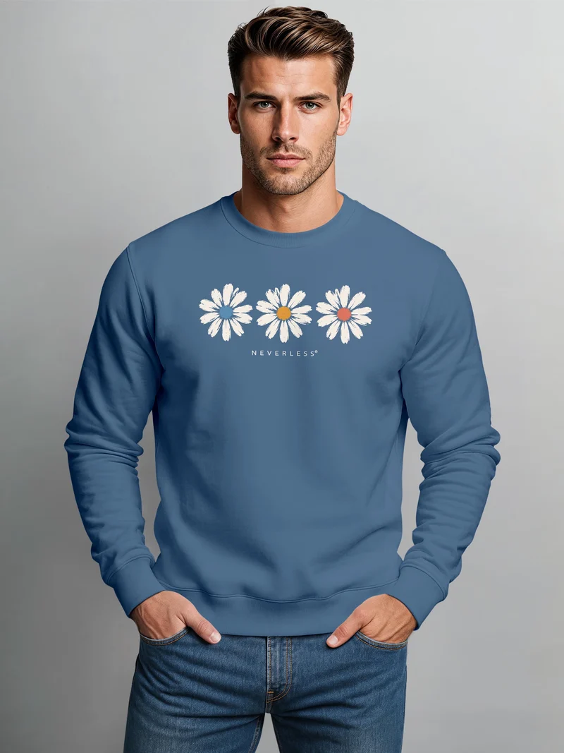 Herren Sweatshirt mit Gänseblümchen-Print Regular Fit
