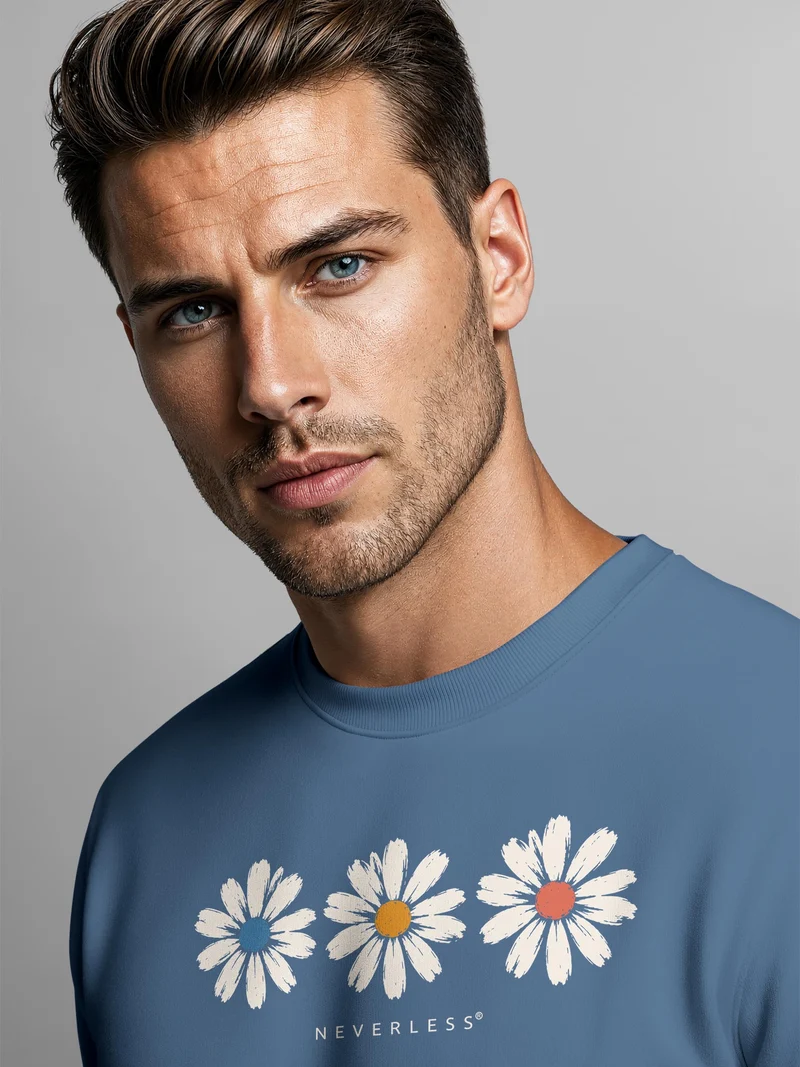 Herren Sweatshirt mit Gänseblümchen-Print Regular Fit