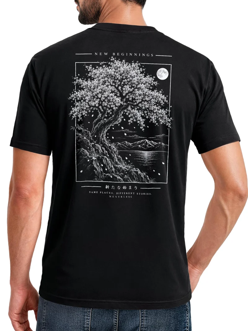 Herren T-Shirt Backprint Tiger Japan Asia – Baumwollshirt Streetstyle Slim Fit