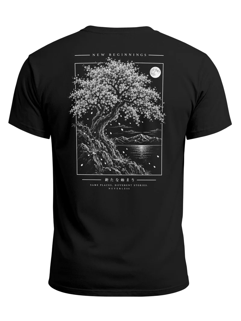 Herren T-Shirt Backprint Tiger Japan Asia – Baumwollshirt Streetstyle Slim Fit