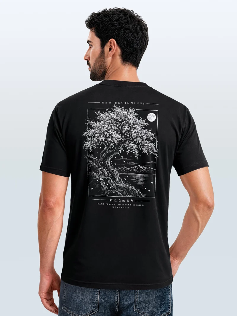 Herren T-Shirt Backprint Tiger Japan Asia – Baumwollshirt Streetstyle Slim Fit