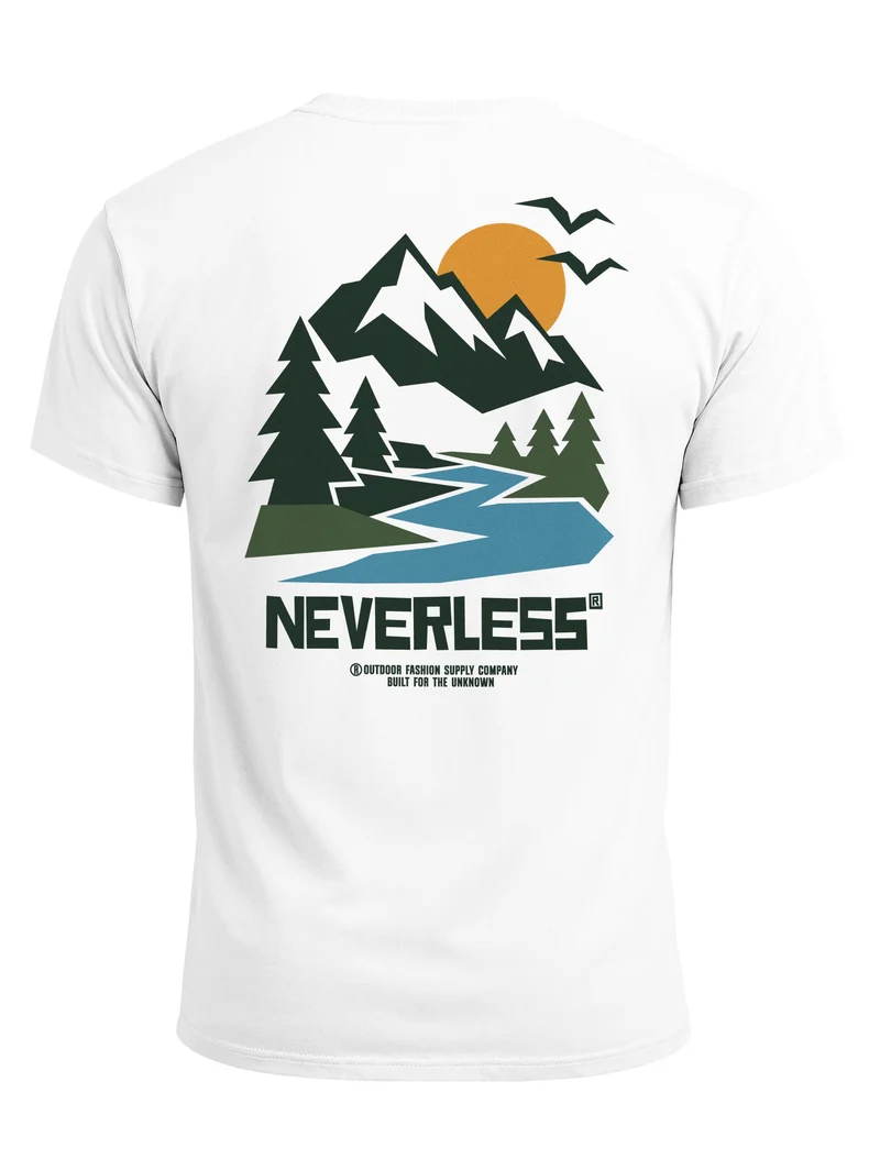 Herren T-Shirt Backprint Berge Outdoor Camping – Baumwollshirt Slim Fit Streetstyle