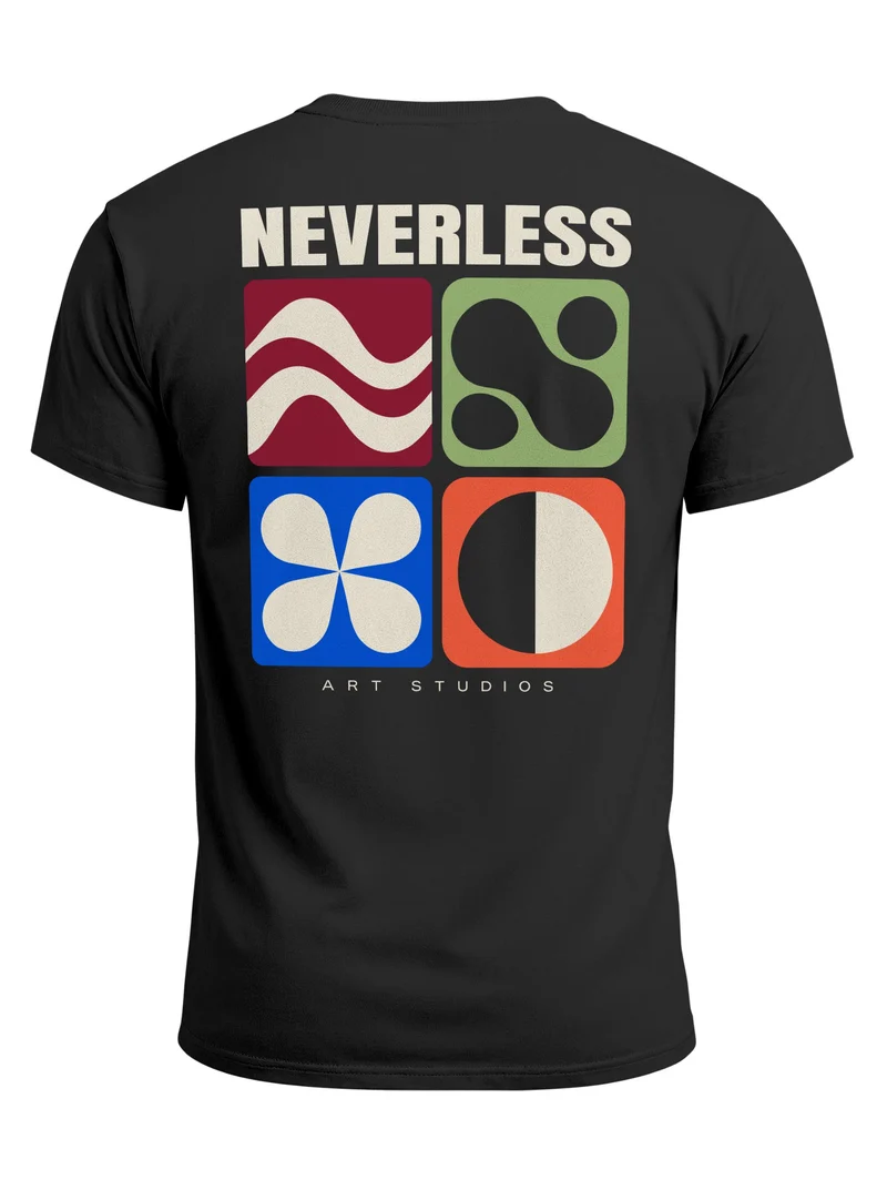 Herren T-Shirt Backprint Geometric Retro Art – Baumwollshirt Streetstyle Slim Fit