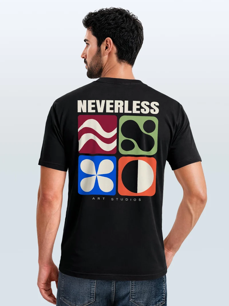 Herren T-Shirt Backprint Geometric Retro Art – Baumwollshirt Streetstyle Slim Fit