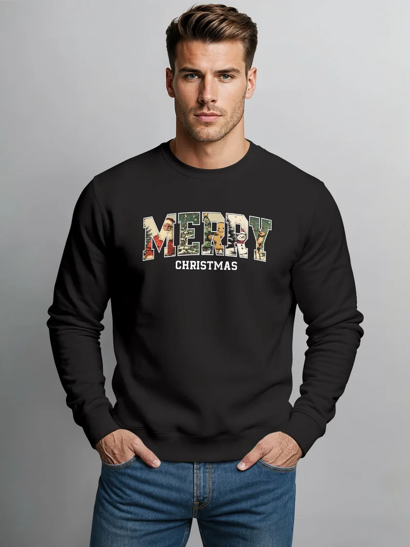 Sweatshirt Herren Merry Christmas Weihnachstpullover College Style Pullover mit Print Fashion Streetwear Neverless®