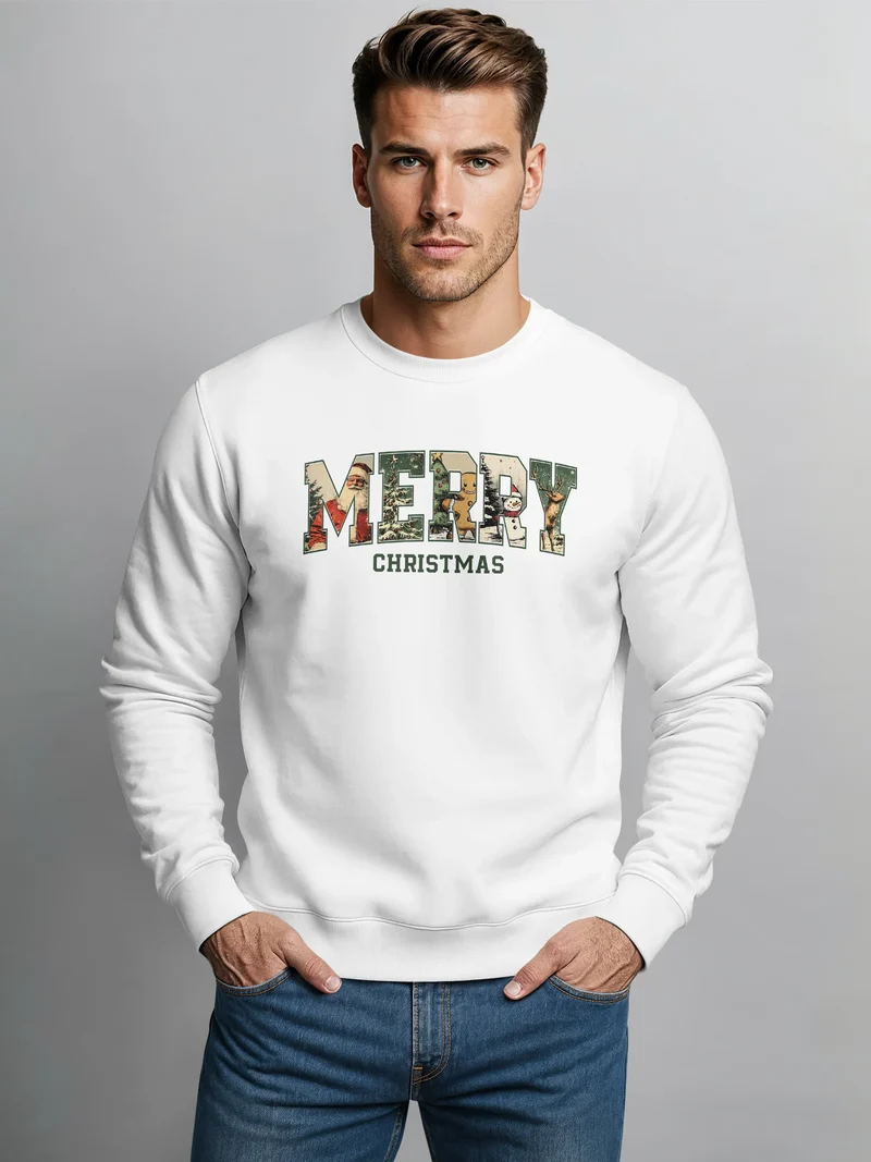 Sweatshirt Herren Merry Christmas Weihnachstpullover College Style Pullover mit Print Fashion Streetwear Neverless®