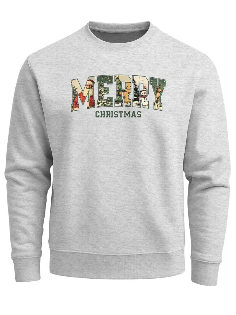 Sweatshirt Herren Merry Christmas Weihnachstpullover College Style Pullover mit Print Fashion Streetwear Neverless®