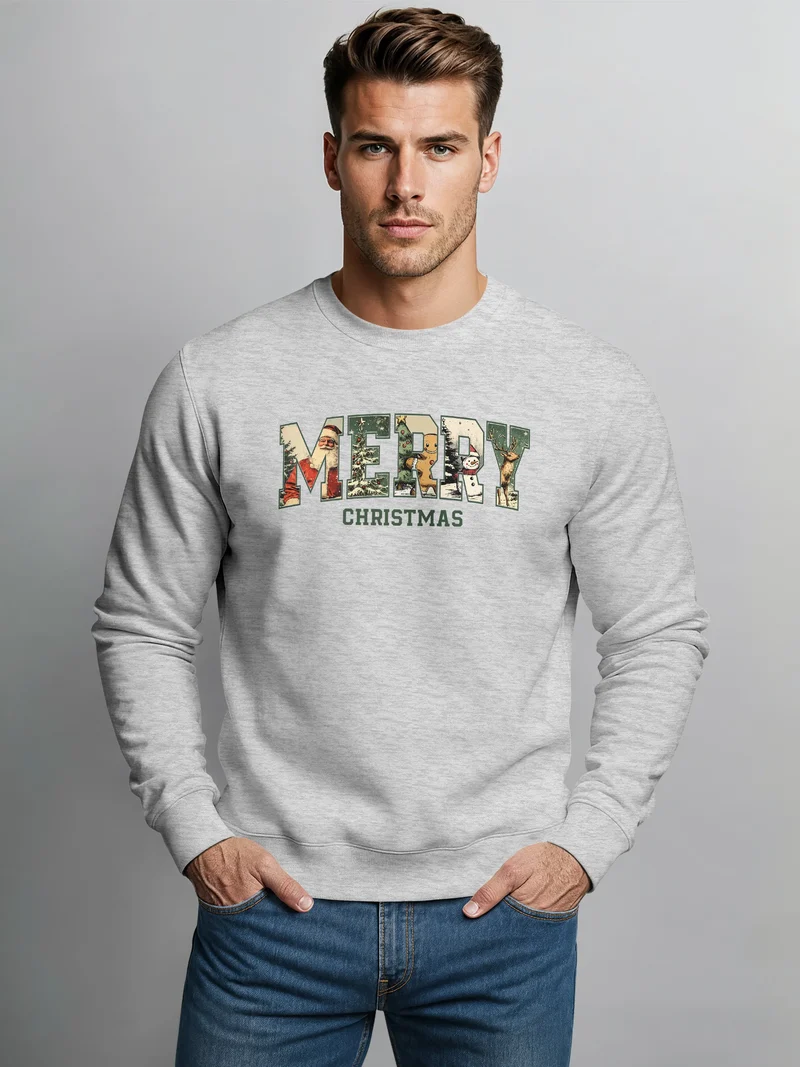 Sweatshirt Herren Merry Christmas Weihnachstpullover College Style Pullover mit Print Fashion Streetwear Neverless®