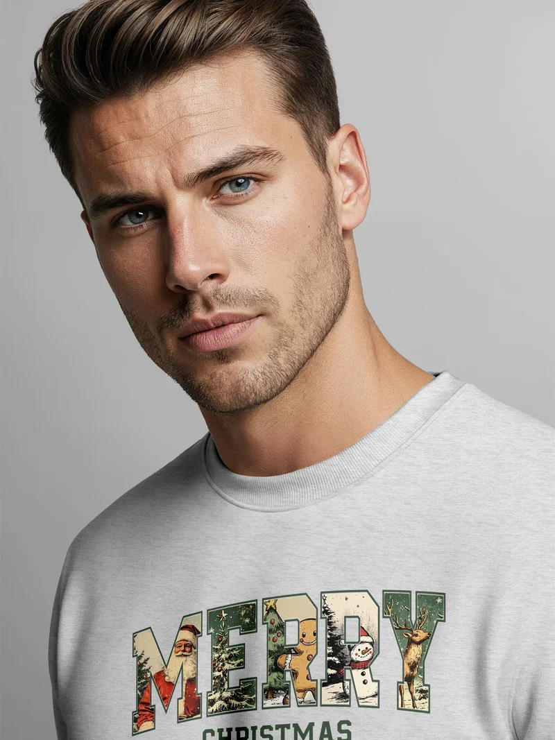 Sweatshirt Herren Merry Christmas Weihnachstpullover College Style Pullover mit Print Fashion Streetwear Neverless®