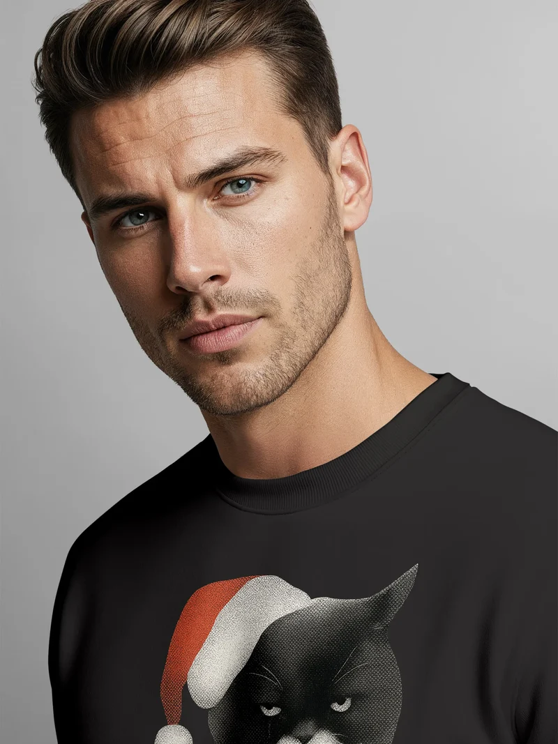 Sweatshirt Herren Weihnachtspullover mit Katze Grafik Print Weihnachtsmuffel Sweater Fashion Streetwear Neverless®
