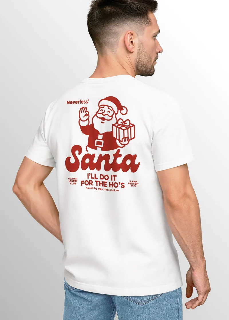 Herren T-Shirt Backprint Weihnachten Retro Santa Claus Fashion Streetstyle Weihnachtsshirt