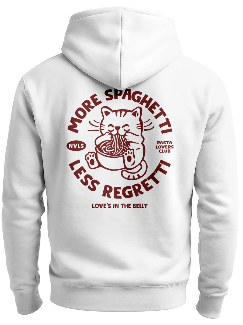 Herren Sweatjacke Backprint Spaghetti Cat Design Katze Zipjacke Zip-Hoodie Männer Fashion Streetstyle