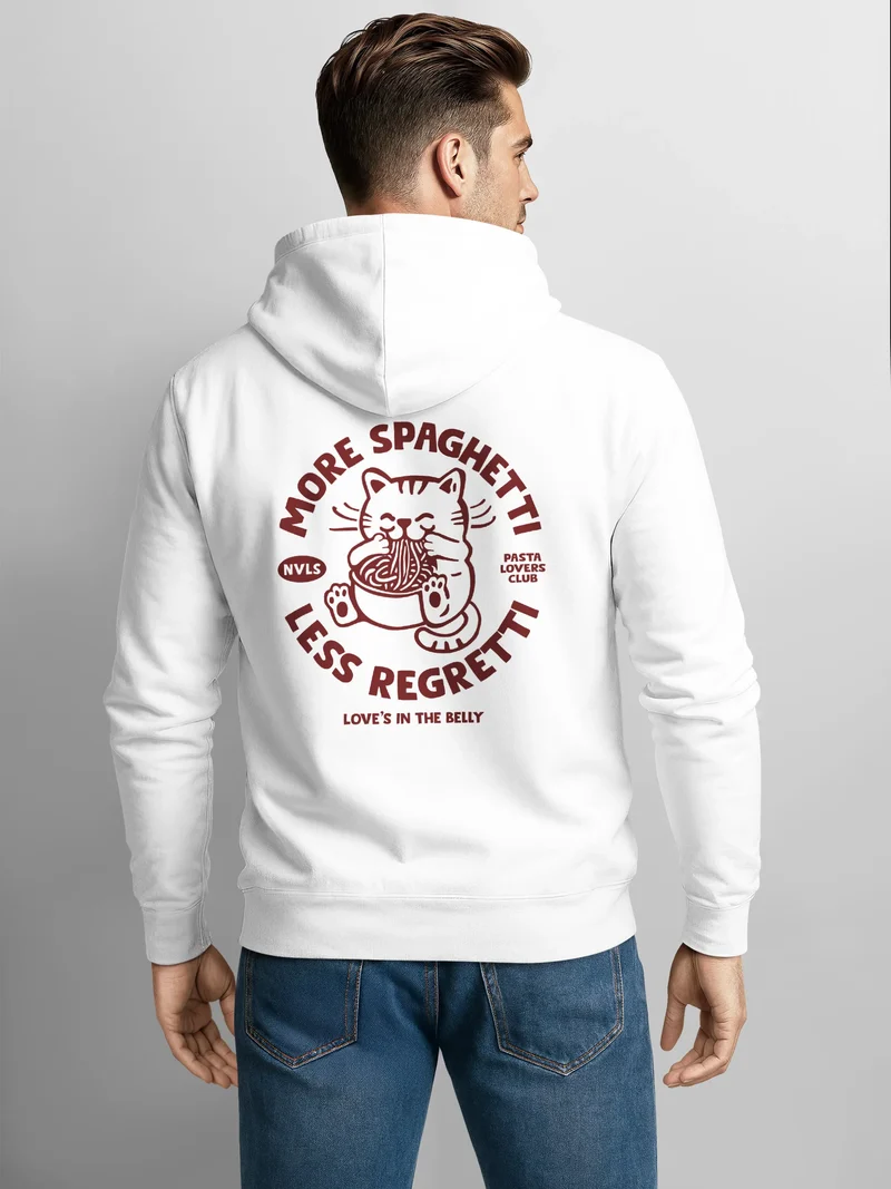 Herren Sweatjacke Backprint Spaghetti Cat Design Katze Zipjacke Zip-Hoodie Männer Fashion Streetstyle