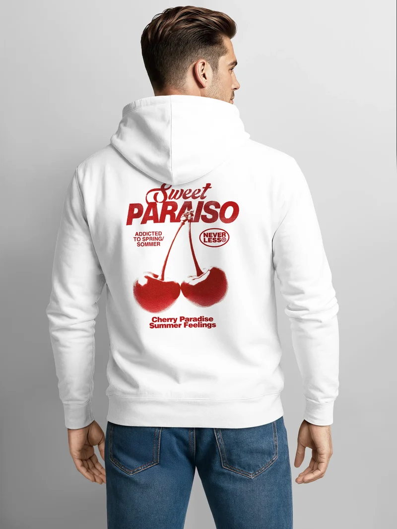 Herren Sweatjacke Backprint Kirsche Sweet Paraiso Graphic Print Zipjacke Zip-Hoodie Männer Fashion Streetstyle