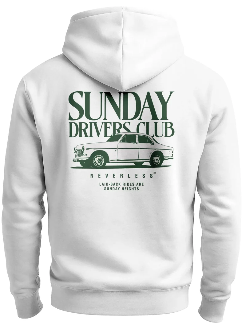 Herren Sweatjacke Backprint Sunday Driver Retro Car Grafik Zipjacke Zip-Hoodie Männer Fashion Streetstyle