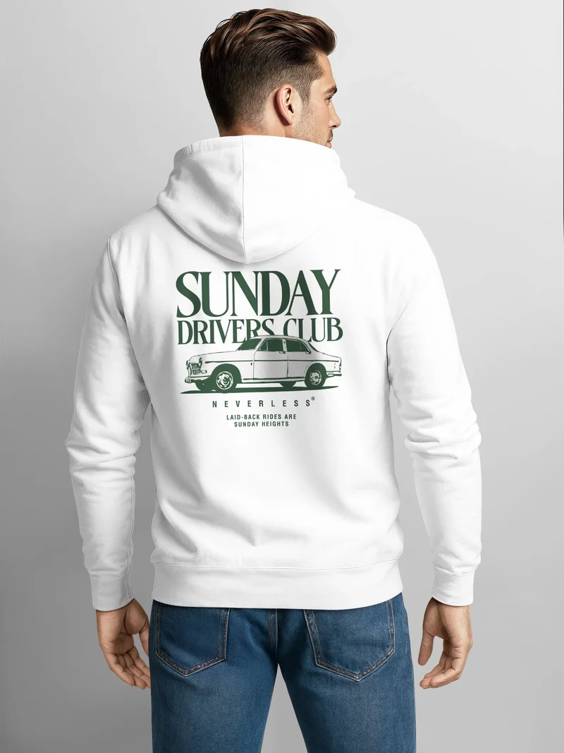 Herren Sweatjacke Backprint Sunday Driver Retro Car Grafik Zipjacke Zip-Hoodie Männer Fashion Streetstyle