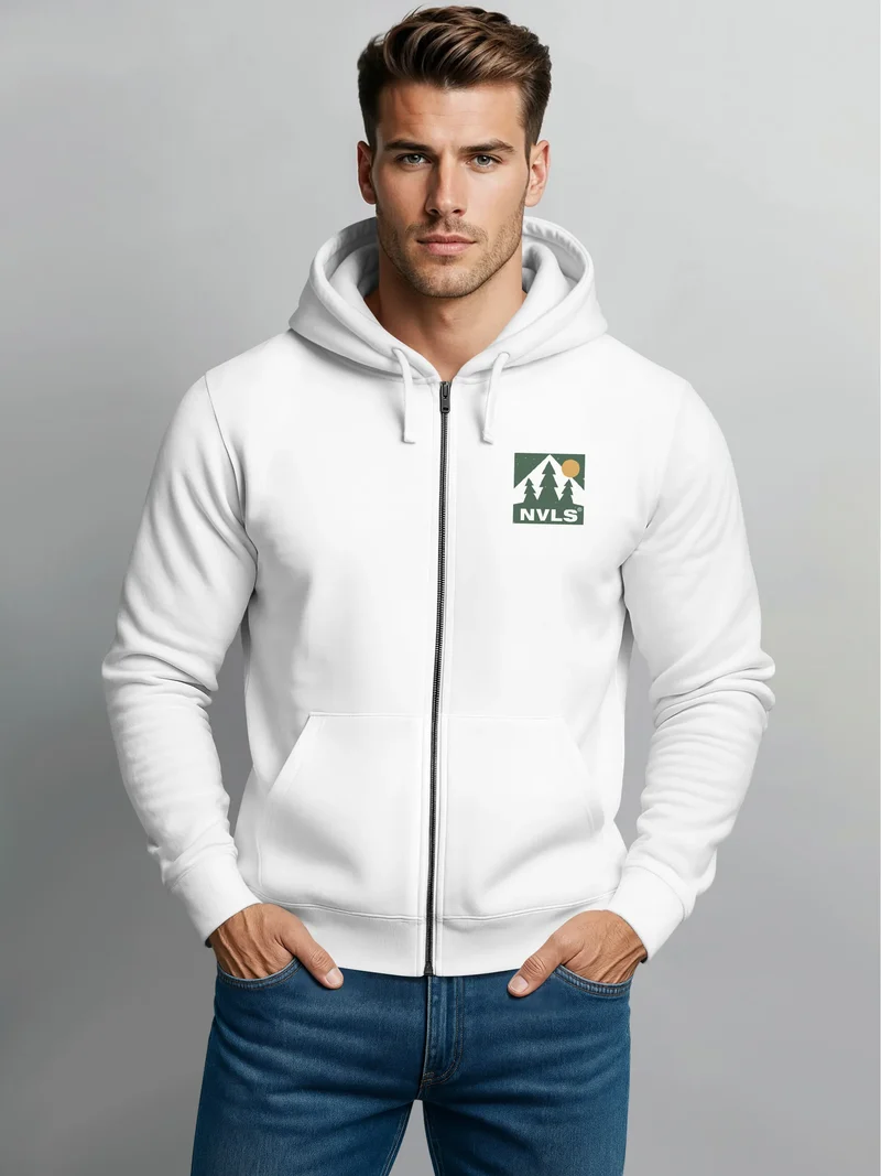 Herren Sweatjacke Backprint Outdoor Grafik Zipjacke Zip-Hoodie Männer Nature Inspired Fashion Streetwear