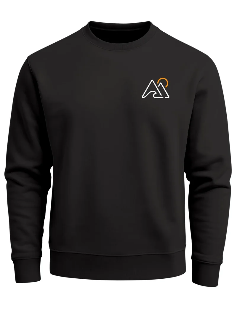 Sweatshirt Herren ohne Kapuze Mountain Logo Frontprint Minimal Outdoor Style Pullover Fashion Streetwear