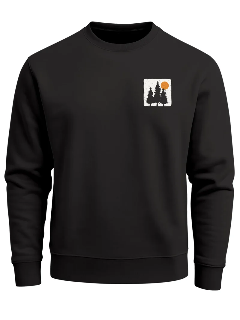 Sweatshirt Herren ohne Kapuze Frontprint Rundhals-Pullover Fashion Streetwear