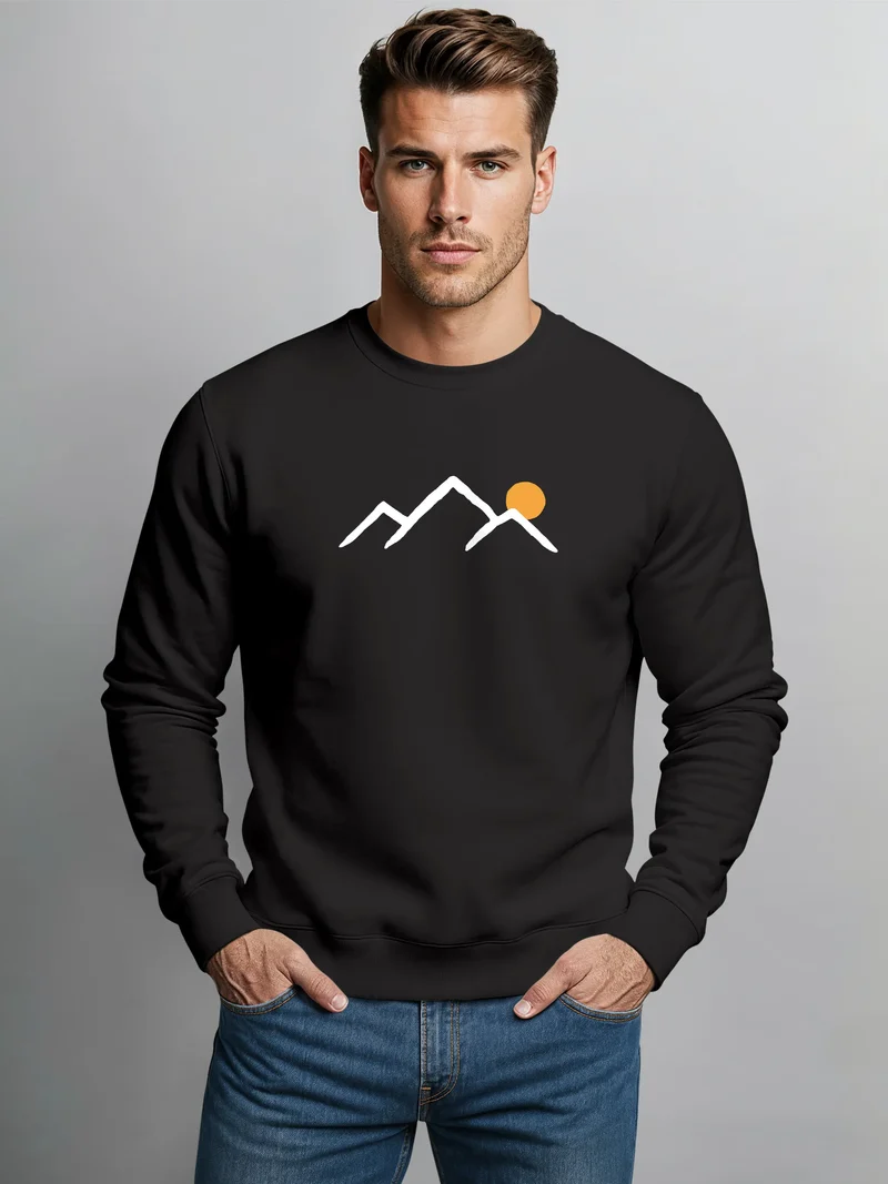 Sweatshirt Herren ohne Kapuze Frontprint Rundhals-Pullover Fashion Streetwear