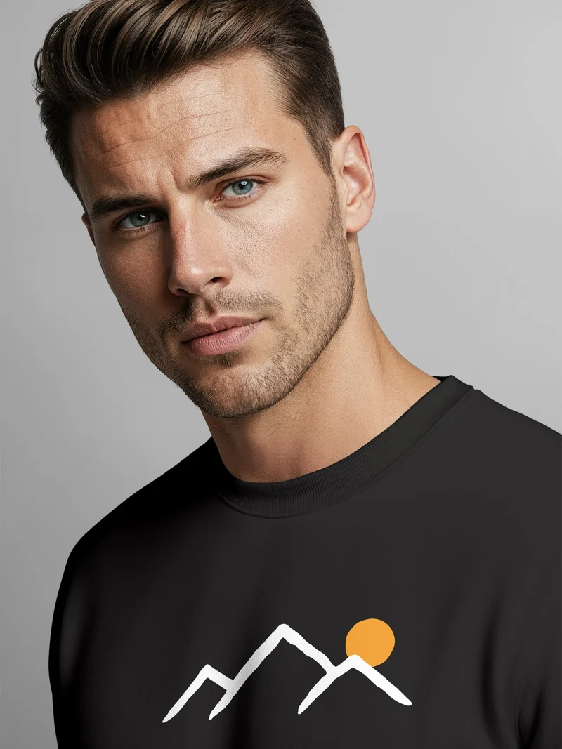 Sweatshirt Herren ohne Kapuze Frontprint Rundhals-Pullover Fashion Streetwear