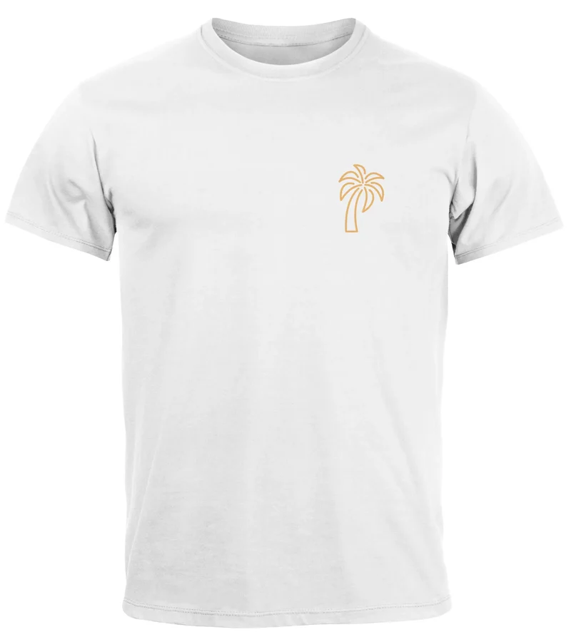Herren T-Shirt Palme Logo Print Sommer Badge Emblem Minimal Line Art Fashion Streetstyle