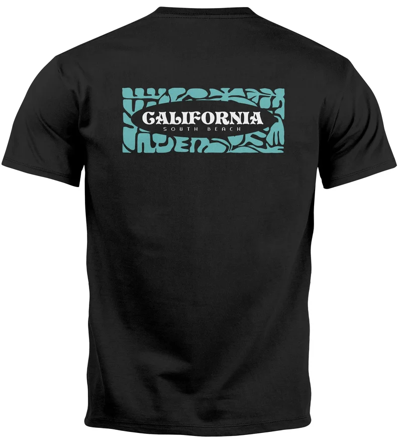 Backprint T-Shirt Herren California Schriftzug Rückenprint und Brustlogo Streetstyle Sommer Fashion