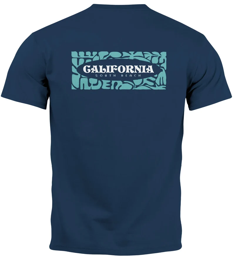 Backprint T-Shirt Herren California Schriftzug Rückenprint und Brustlogo Streetstyle Sommer Fashion