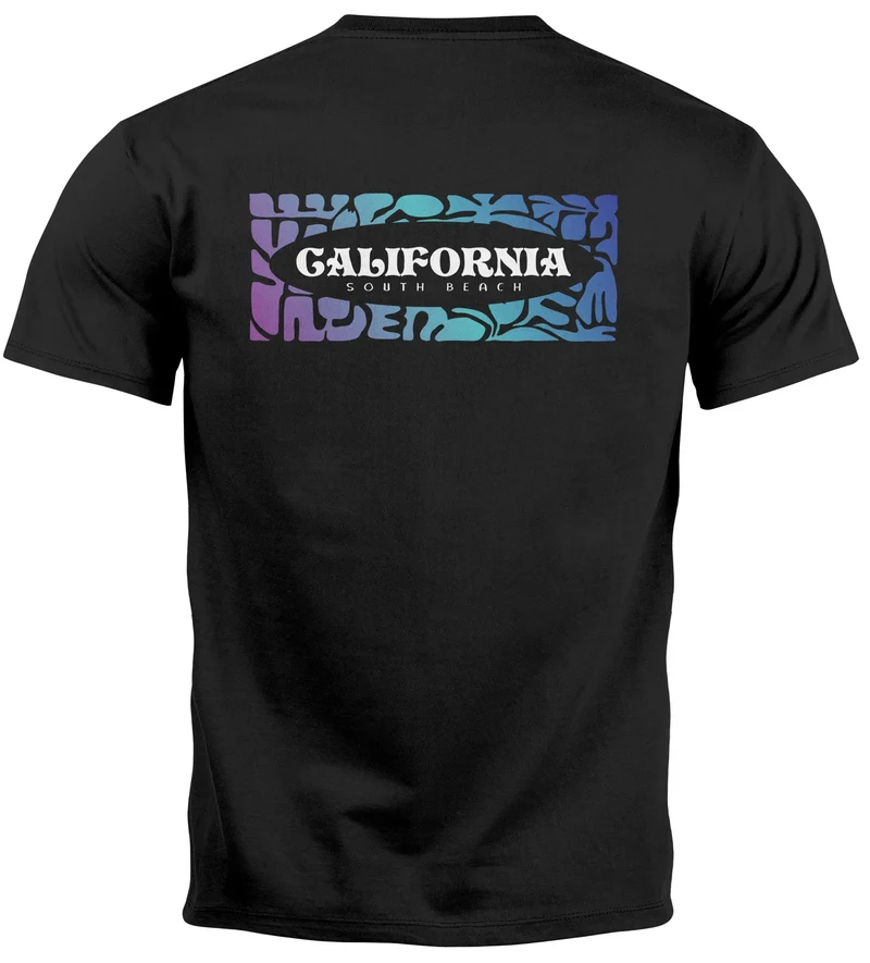 Backprint T-Shirt Herren California Schriftzug Rückenprint und Brustlogo Streetstyle Sommer Fashion