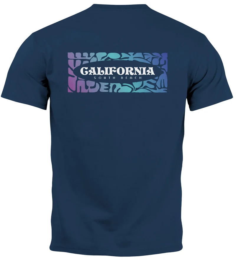 Backprint T-Shirt Herren California Schriftzug Rückenprint und Brustlogo Streetstyle Sommer Fashion