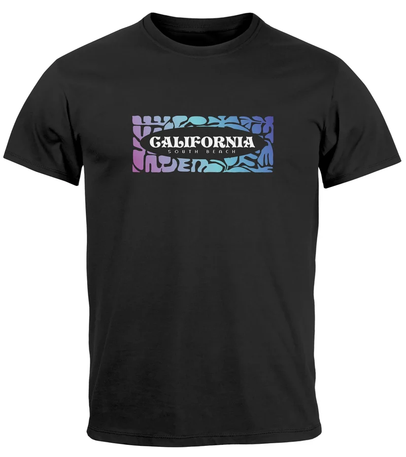 Backprint T-Shirt Herren California Schriftzug Rückenprint und Brustlogo Streetstyle Sommer Fashion