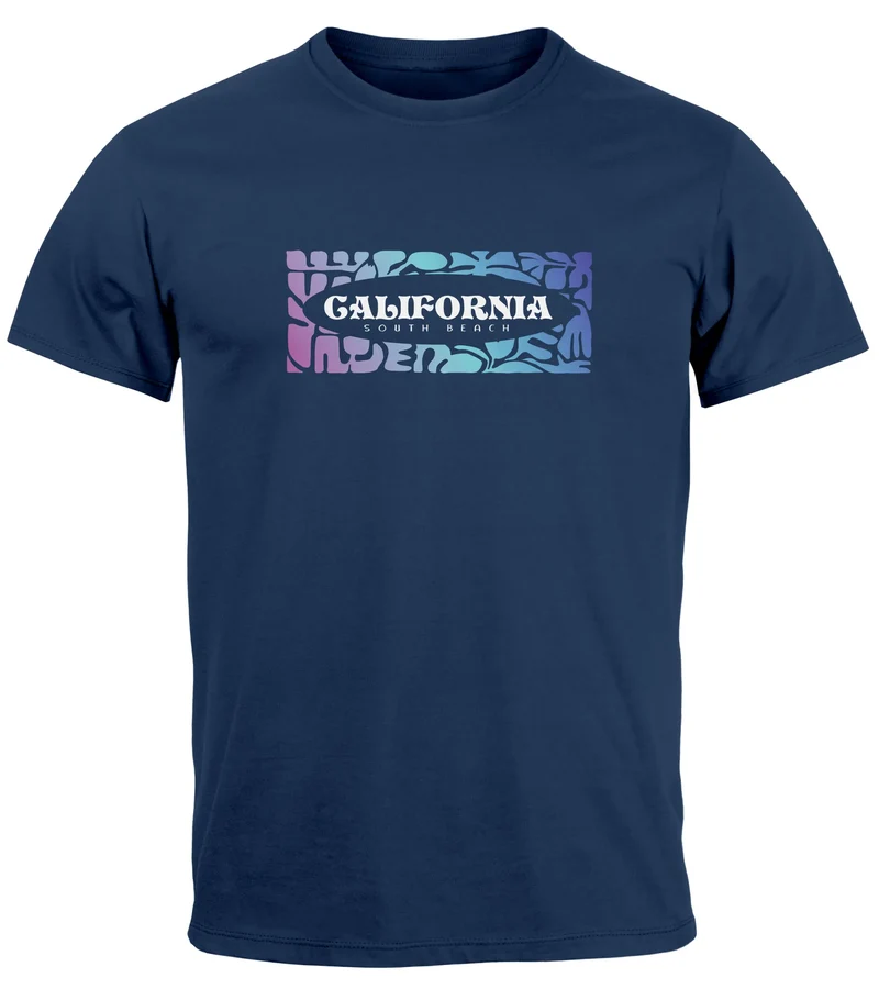 Backprint T-Shirt Herren California Schriftzug Rückenprint und Brustlogo Streetstyle Sommer Fashion