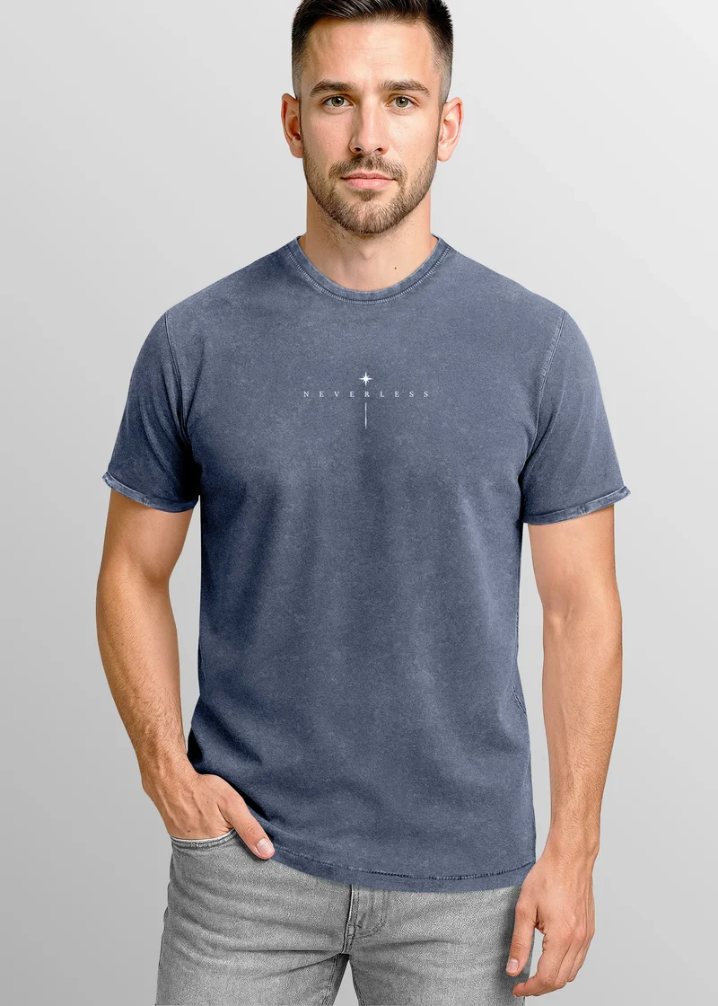 Herren Vintage T-Shirt Backprint Sonne Mond | Spirituelles Grafikshirt | Printshirt Astrologie Design Cosmic Style | Baumwolle Used Look