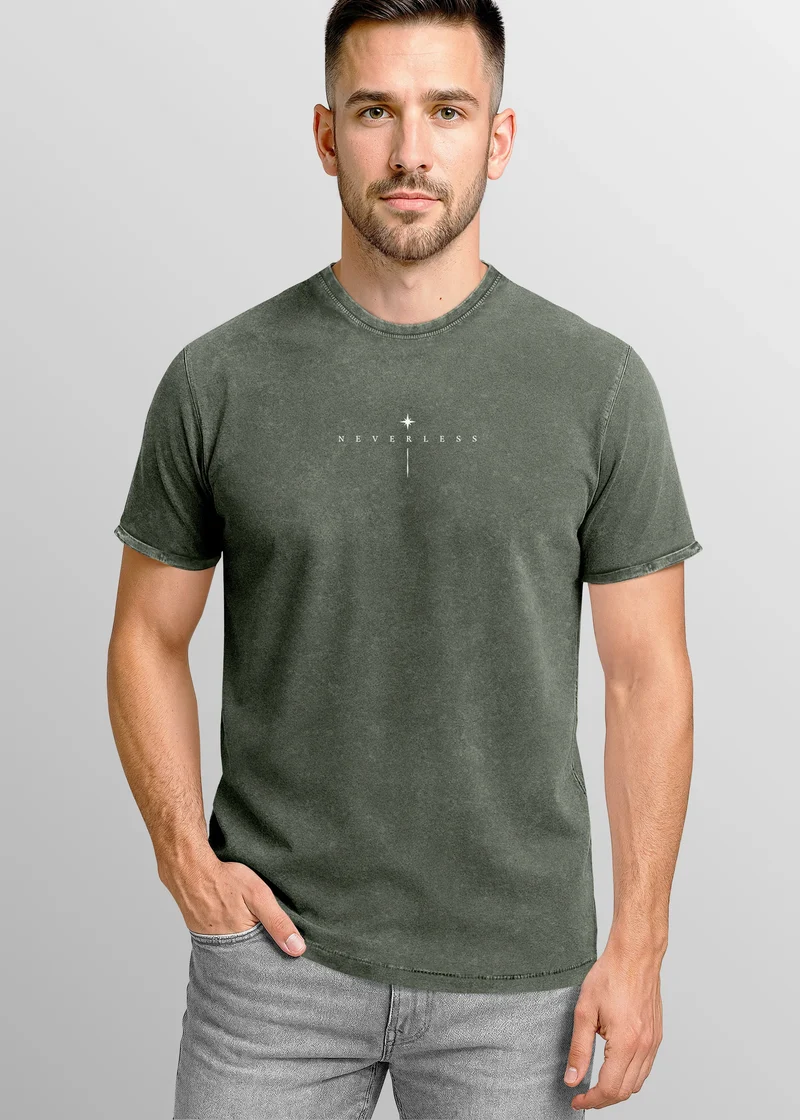 Herren Vintage T-Shirt Backprint Sonne Mond | Spirituelles Grafikshirt | Printshirt Astrologie Design Cosmic Style | Baumwolle Used Look