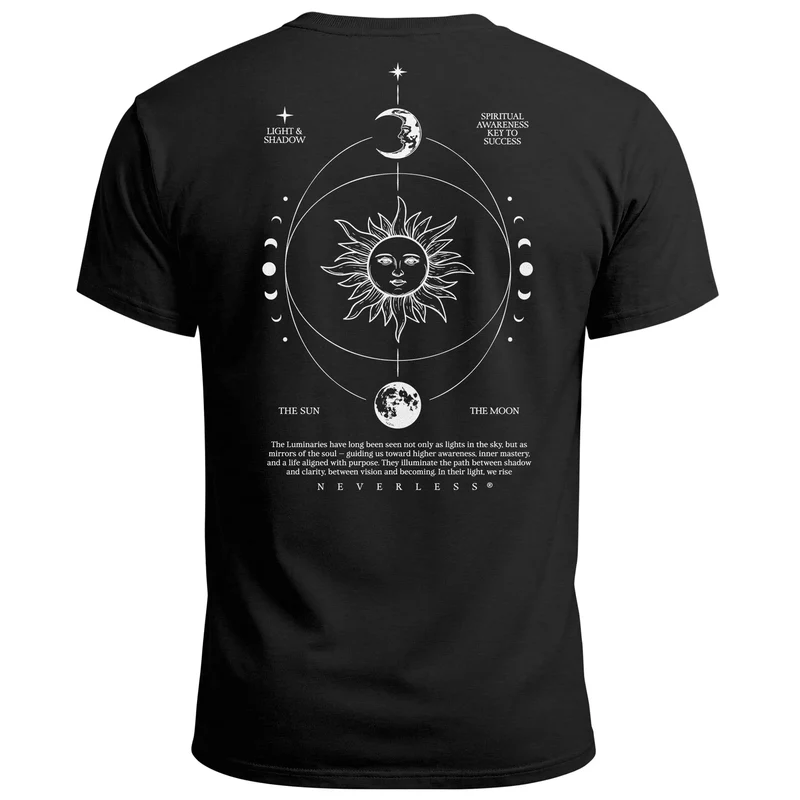 Herren T-Shirt Backprint Sonne Mond | Spirituelles Grafikshirt | Printshirt Astrologie Design Fashion Streetstyle