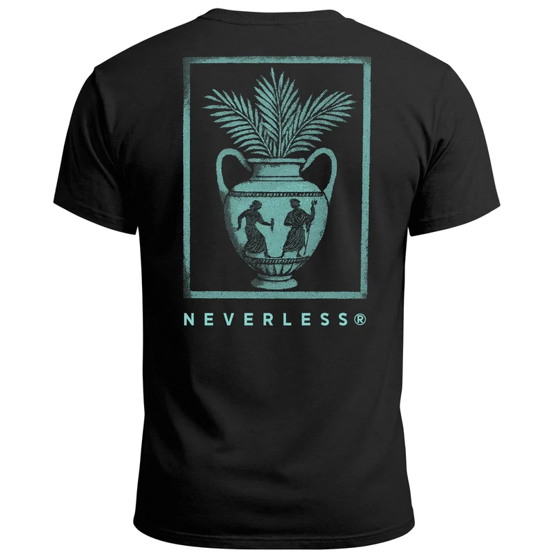 Herren T-Shirt Backprint Vase Antik Palmwedel Palmen-Look Grafikshirt Fashion Streetstyle Sommer Outfit Männer