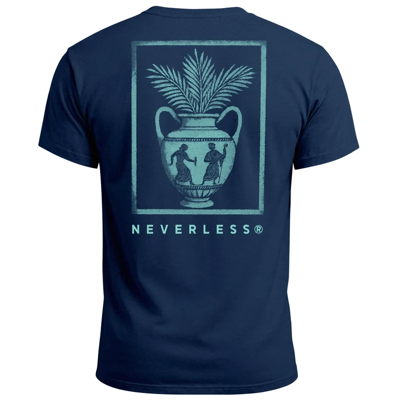 Herren T-Shirt Backprint Vase Antik Palmwedel Palmen-Look Grafikshirt Fashion Streetstyle Sommer Outfit Männer