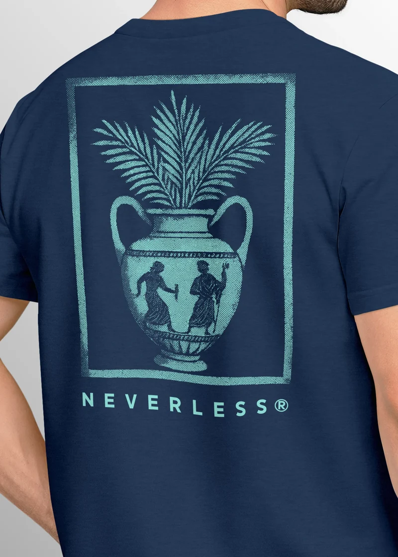 Herren T-Shirt Backprint Vase Antik Palmwedel Palmen-Look Grafikshirt Fashion Streetstyle Sommer Outfit Männer