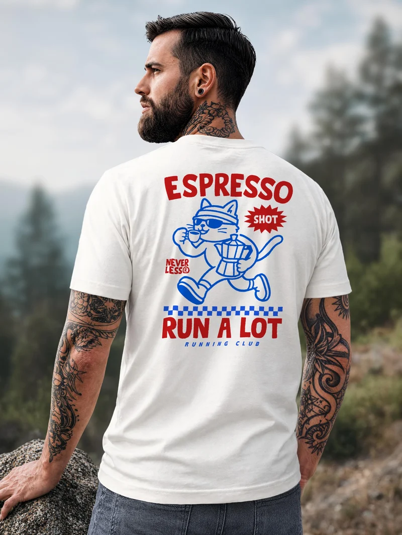 Herren T-Shirt Espresso Running Club Backprint Slim Fit