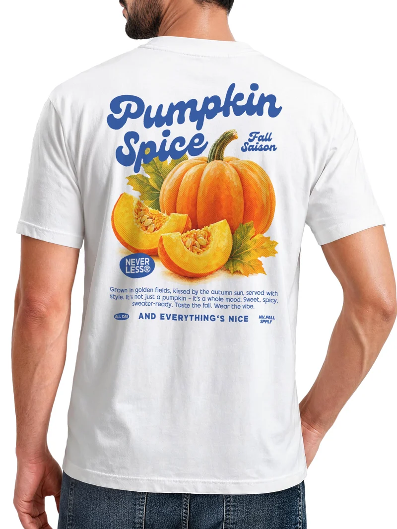 Herren T-Shirt Pumpkin Spice Herbst Backprint Slim Fit