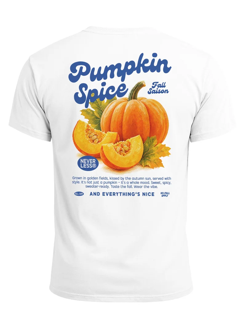 Herren T-Shirt Pumpkin Spice Herbst Backprint Slim Fit