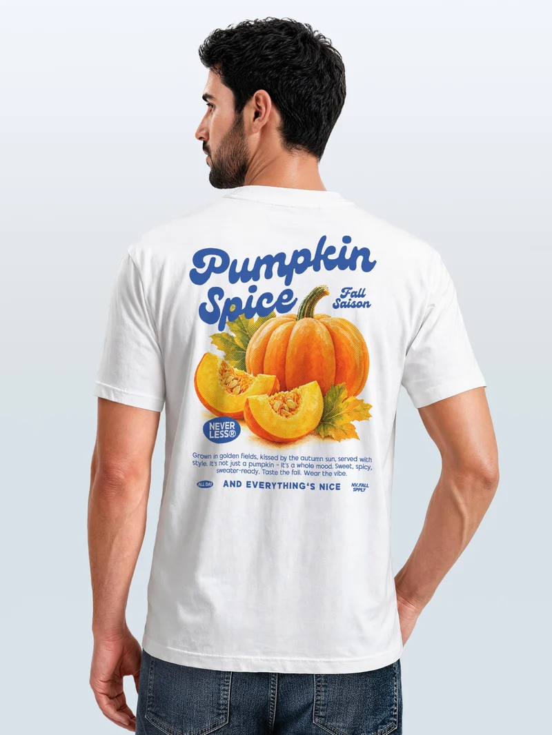 Herren T-Shirt Pumpkin Spice Herbst Backprint Slim Fit