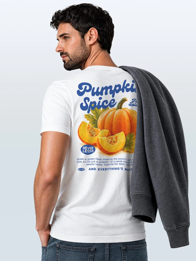 Herren T-Shirt Pumpkin Spice Herbst Backprint Slim Fit