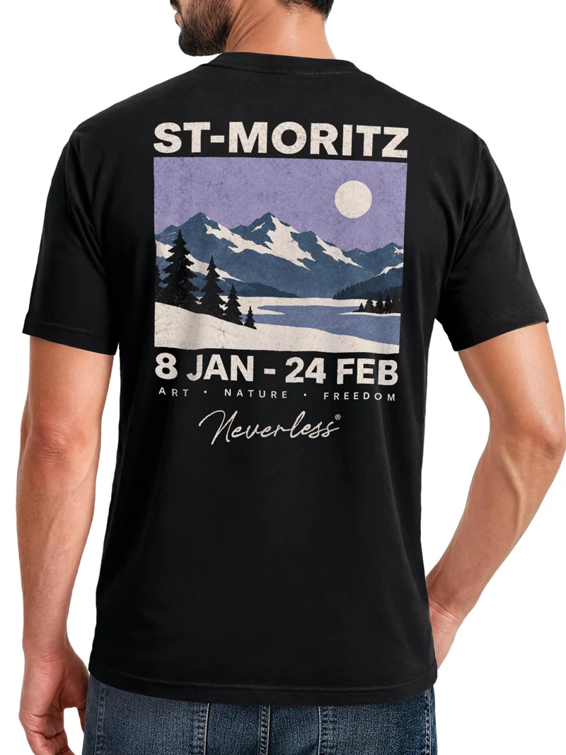 Herren T-Shirt St. Moritz Mountain Backprint Slim Fit
