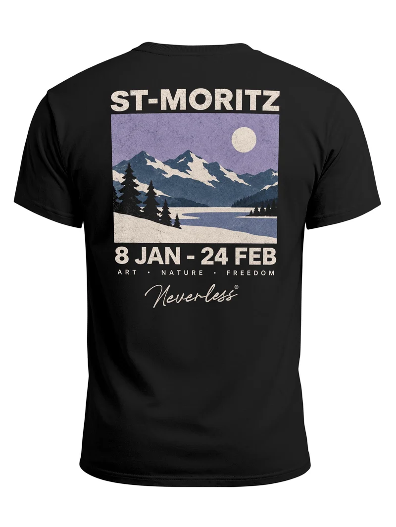 Herren T-Shirt St. Moritz Mountain Backprint Slim Fit
