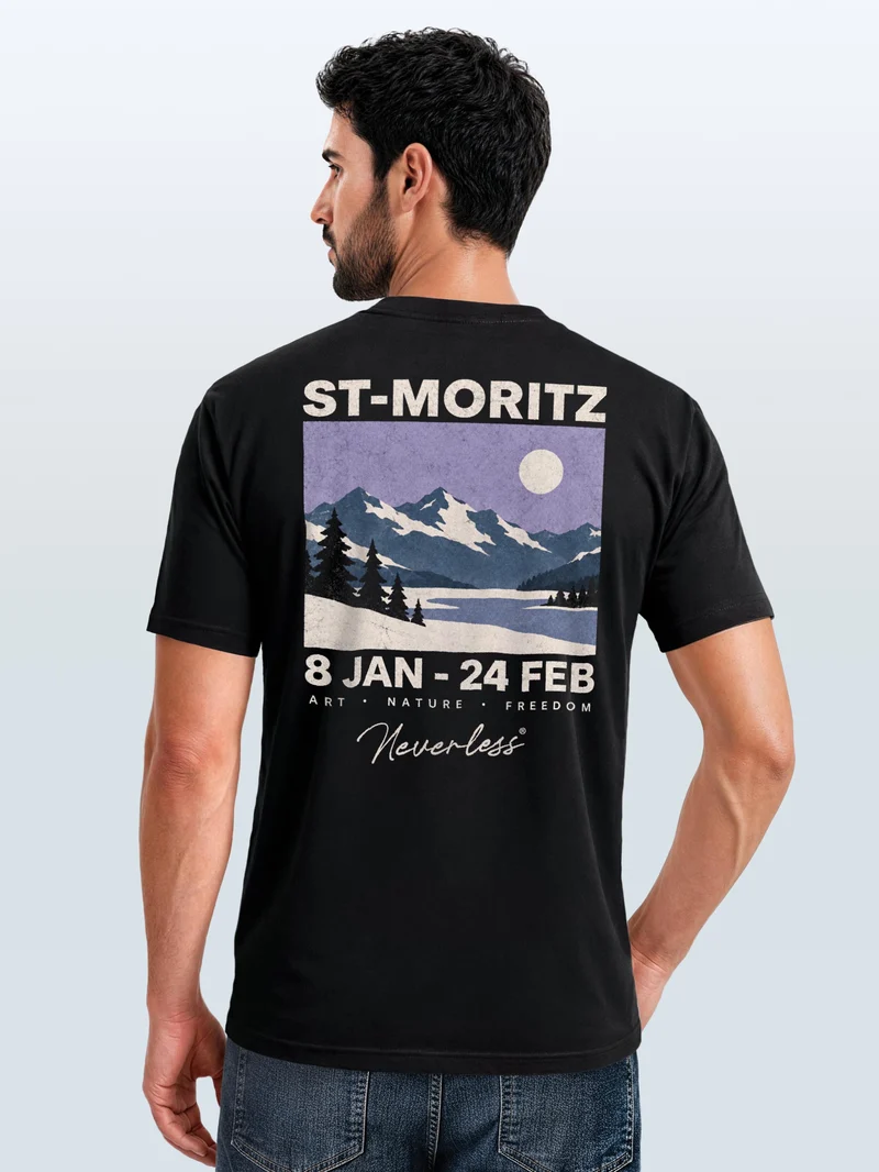 Herren T-Shirt St. Moritz Mountain Backprint Slim Fit