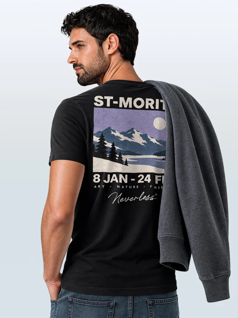 Herren T-Shirt St. Moritz Mountain Backprint Slim Fit
