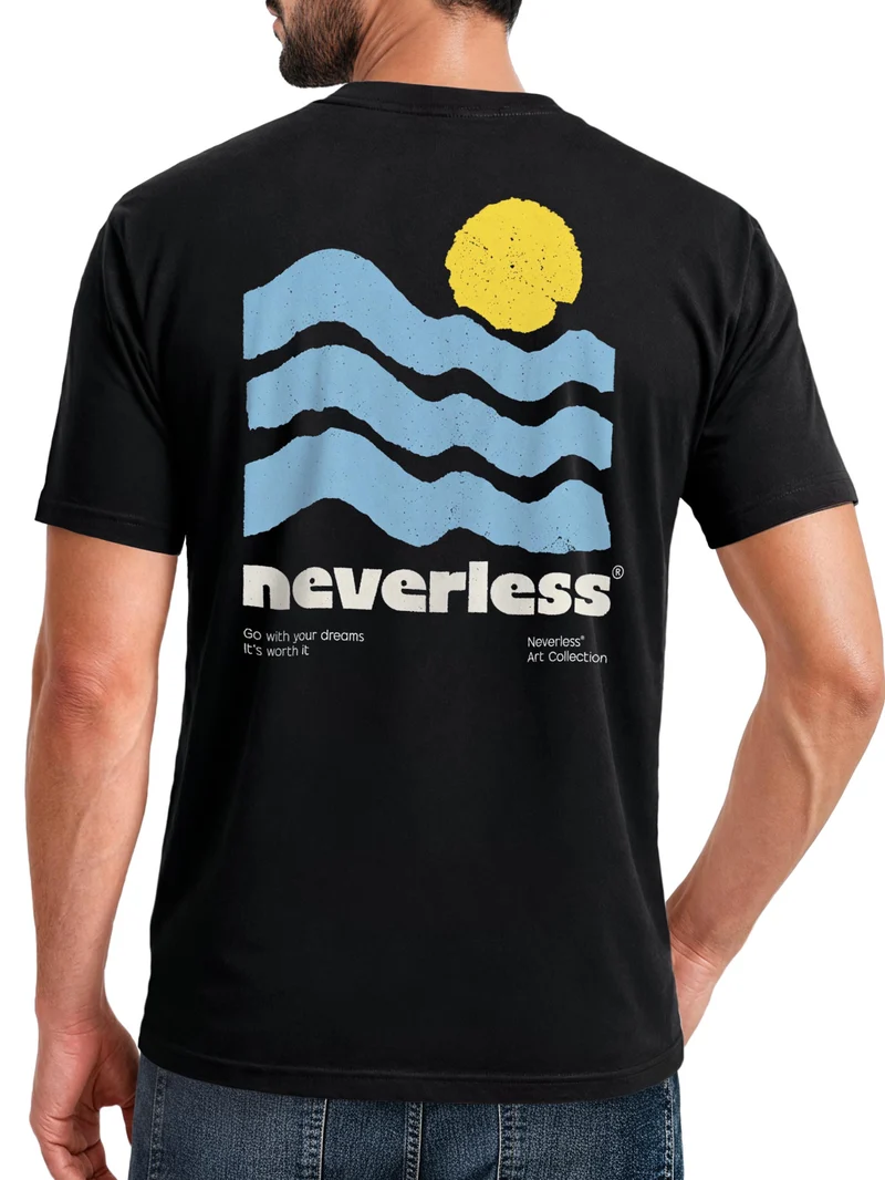 Herren T-Shirt Sun Wave Art Backprint Slim Fit