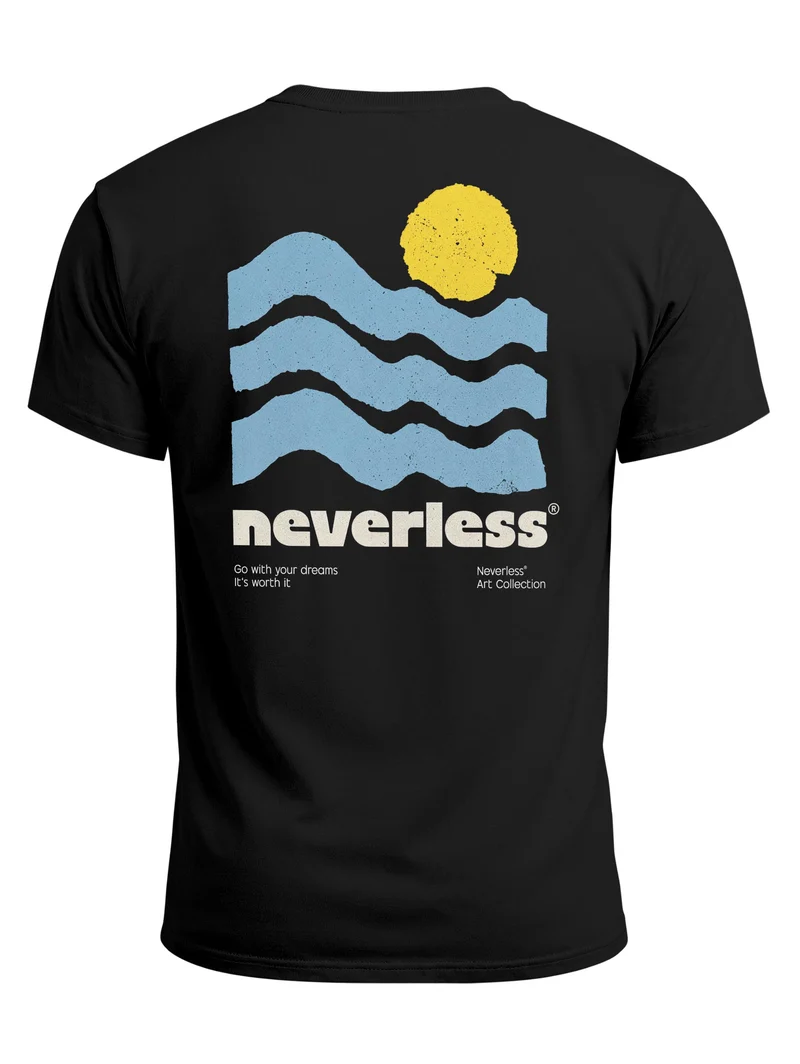Herren T-Shirt Sun Wave Art Backprint Slim Fit