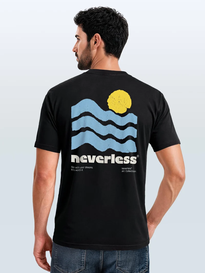 Herren T-Shirt Sun Wave Art Backprint Slim Fit